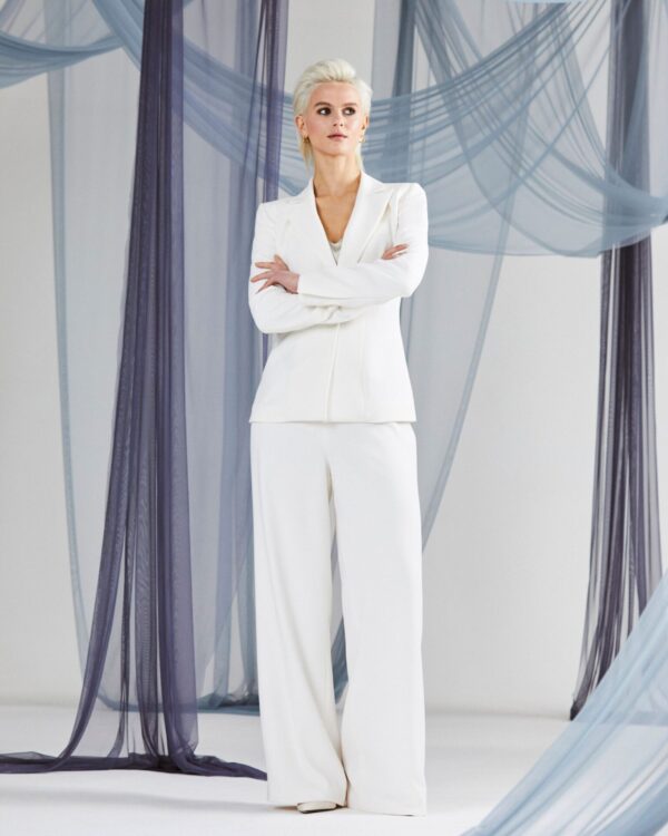 Jade Trouser in Ivory Crepe - Image 10