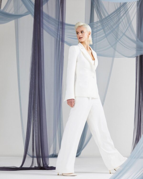 Jade Trouser in Ivory Crepe - Image 8