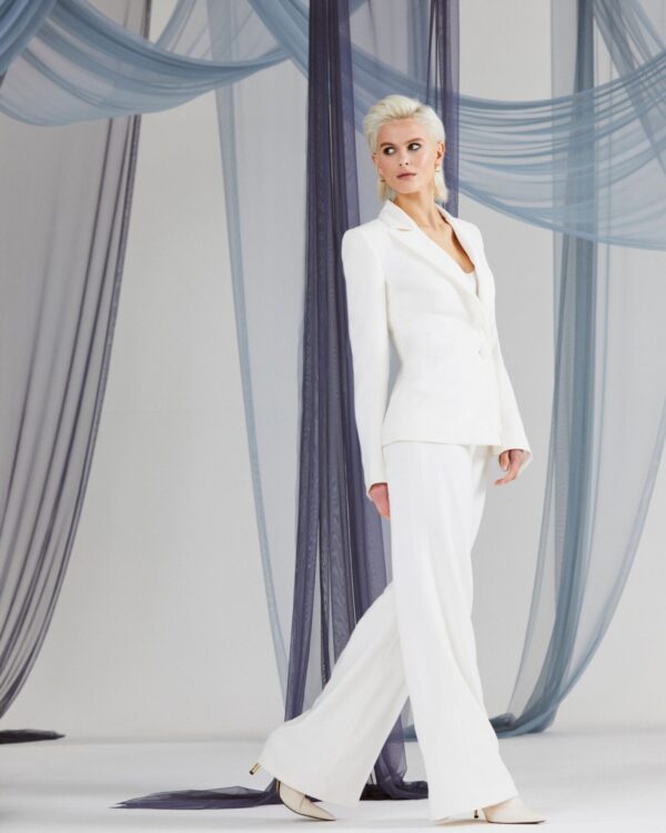 Jade Trouser in Ivory Crepe - Image 9