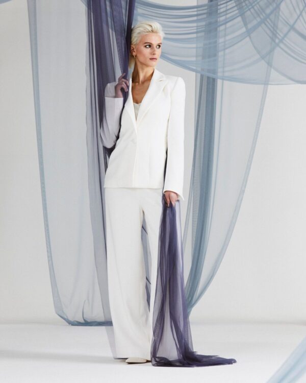 Jodie Blazer in Ivory Crepe - Image 5
