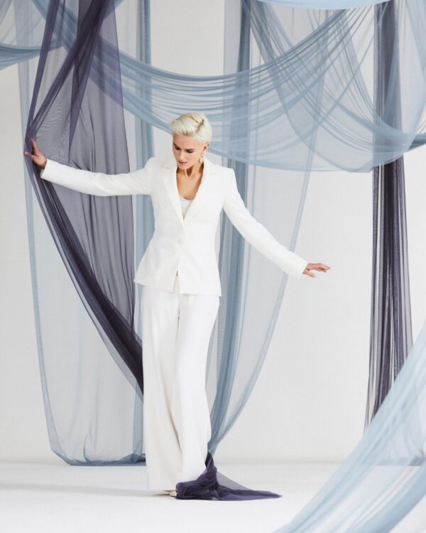 Jodie Blazer in Ivory Crepe - Image 7