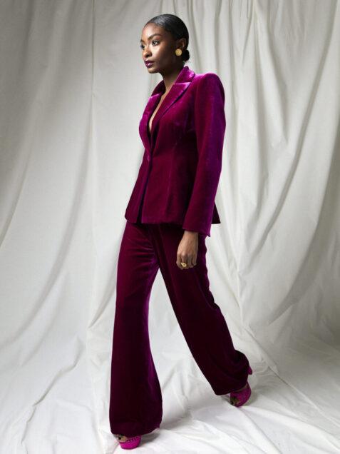 Jade Trousers Magenta Velvet