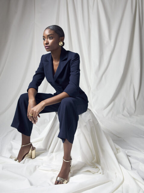 Odette Jumpsuit in Navy crepe
