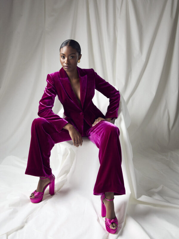 Jade Trousers Magenta Velvet - Image 3
