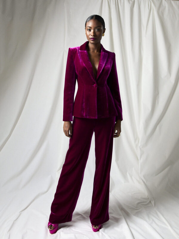 Jade Trousers Magenta Velvet - Image 2