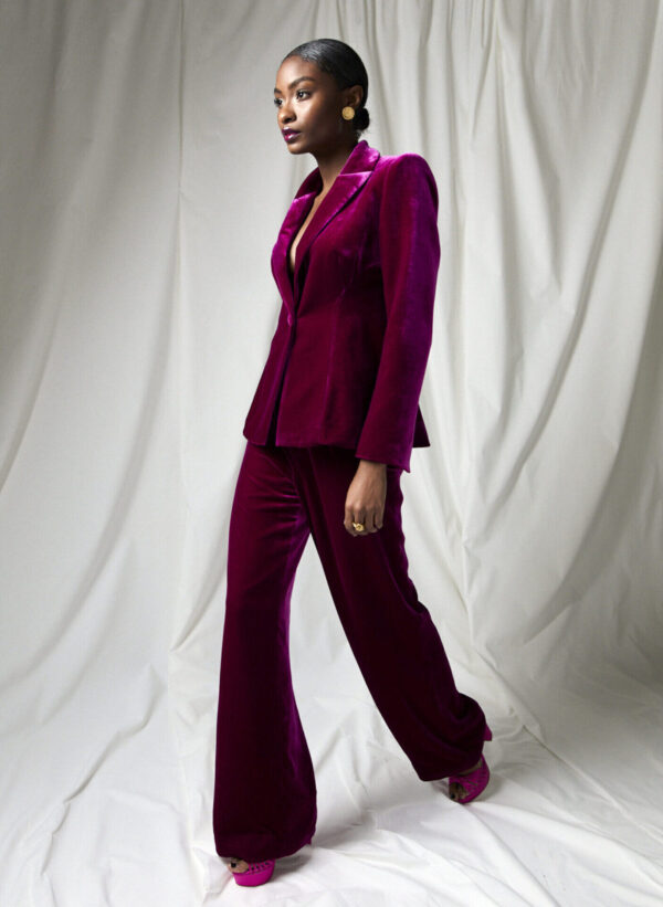 Jade Trousers Magenta Velvet