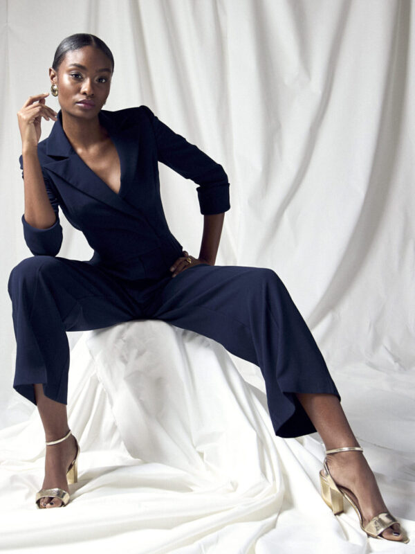 Odette Jumpsuit in Navy crepe - Image 3