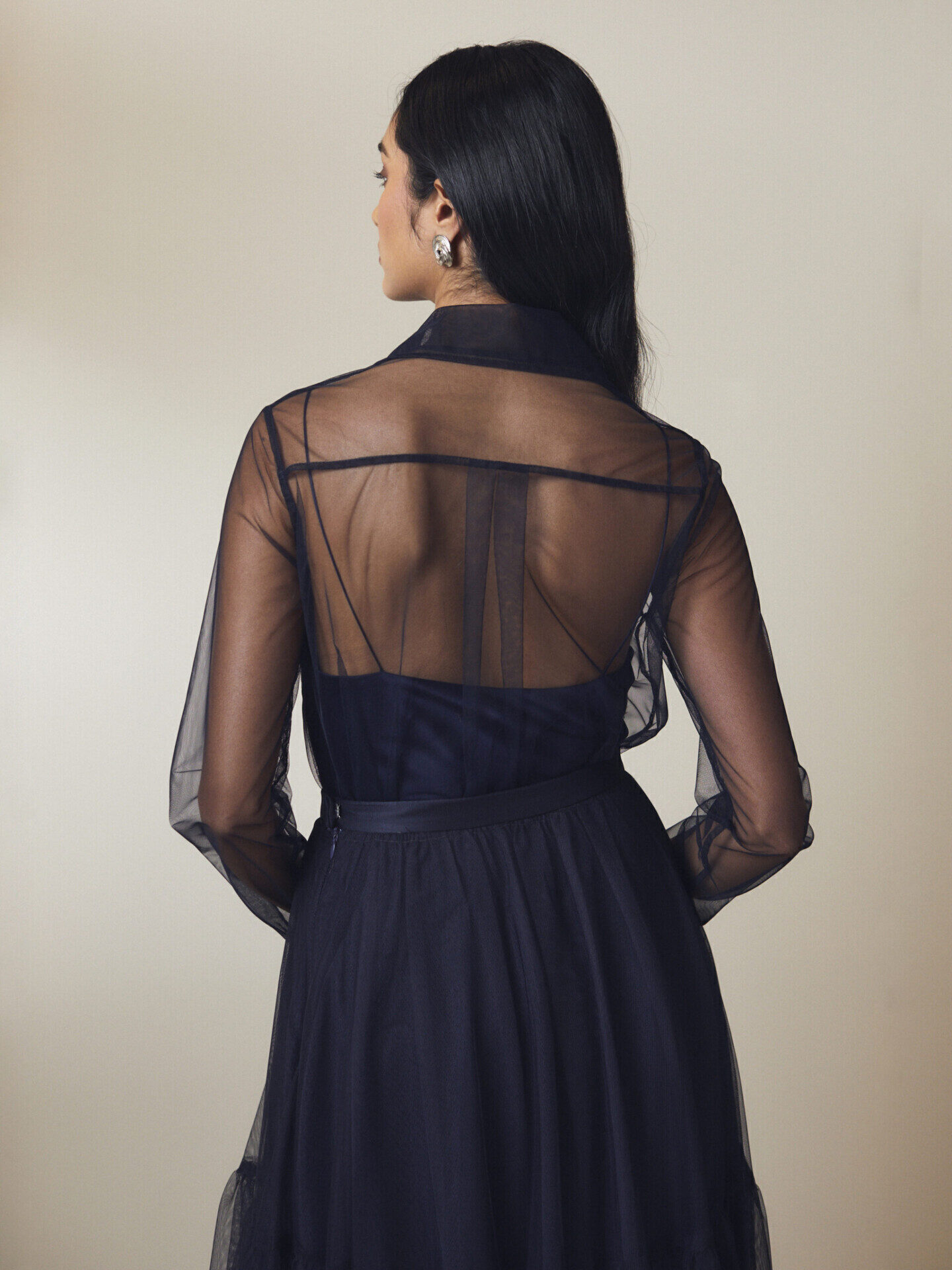 Clair navy tulle blouse - Image 3